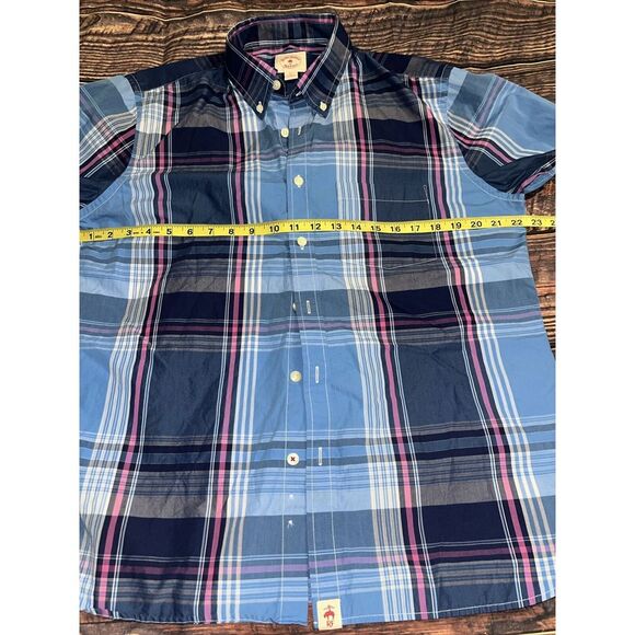 Brooks Brothers Red Fleece Shirt Button Up L/S Large L Cotton Blue Plaid - Picture 4 of 5